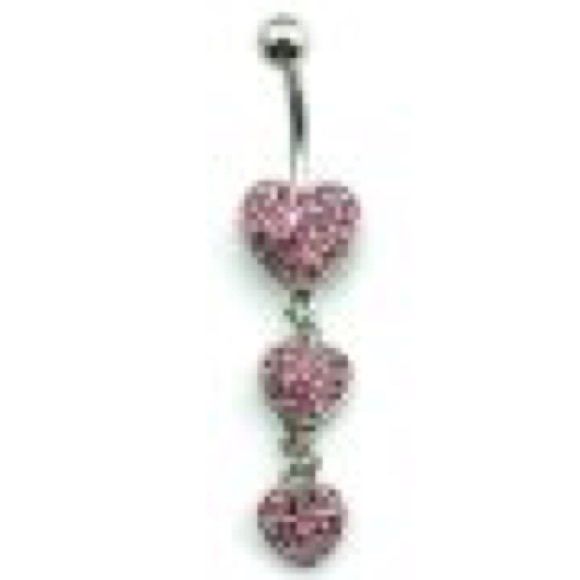 Pink Rhinestone Jeweled Belly Button Ring - Picture 4 of 5