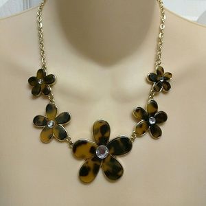 New Forever 21 leopard floral statement necklace