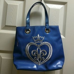 Gianni Gini patent royal blue crown mini tote bag