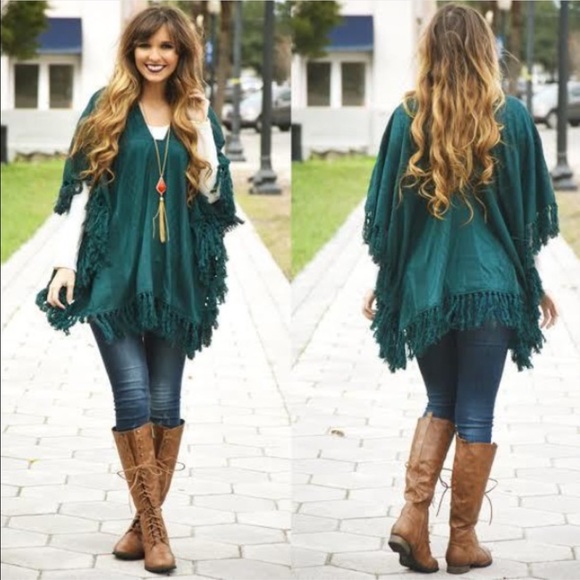 Dark green poncho