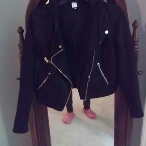 Black cropped moto jacket