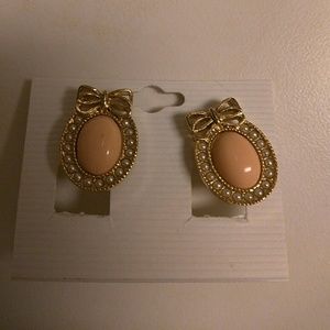 New Auth Korean pink bow elegant clip earring