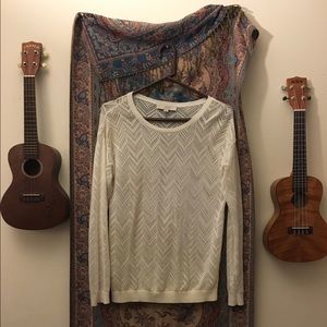 LOFT summer sweater / white chevron netting