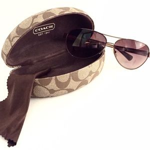 Coach Women's Aviator Tan Sunglasses