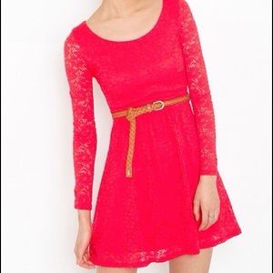 Orange/pink poppy lace long sleeve dress!