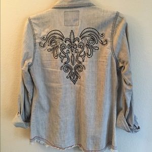 Bling button up long sleeve shirt