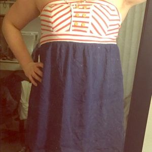 Red and blue summer dress