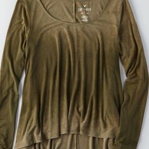 American Eagle Soft and Sexy High Low Green Top