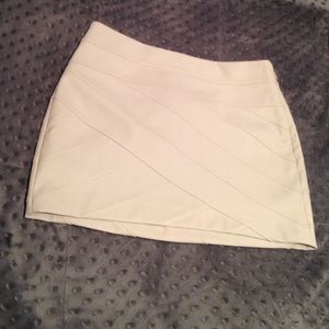 Faux white leather mini skirt