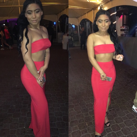 Two piece set crop top and skirt