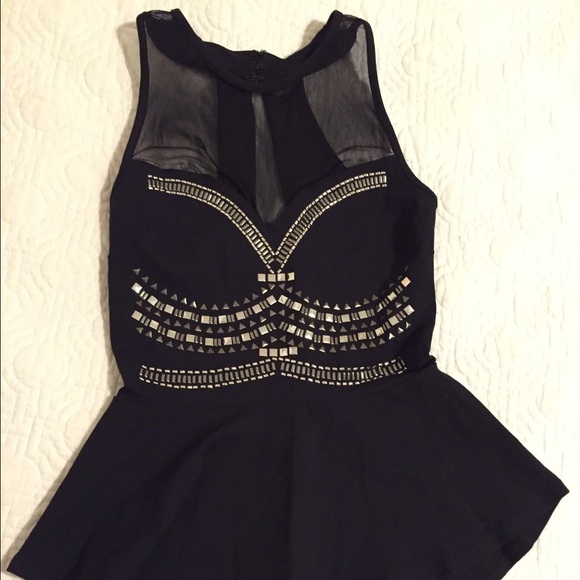 Bebe beaded black peplum