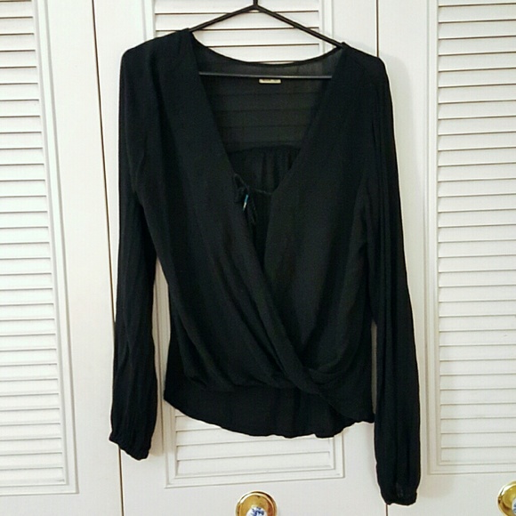 Cross Over Long Sleeve Blouse