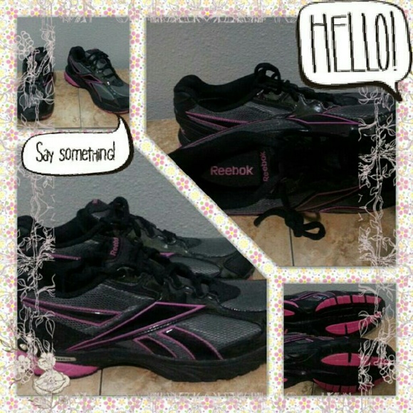 REEBOK  Running Shoes Pink & Black Sz 10'