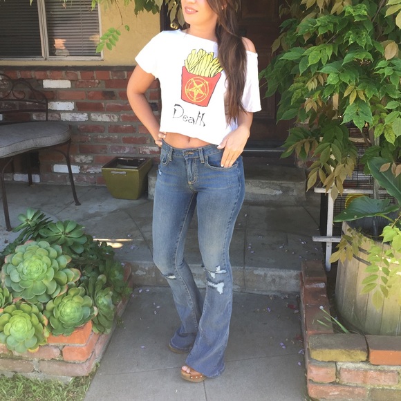 Tops - Death by Fries crop top