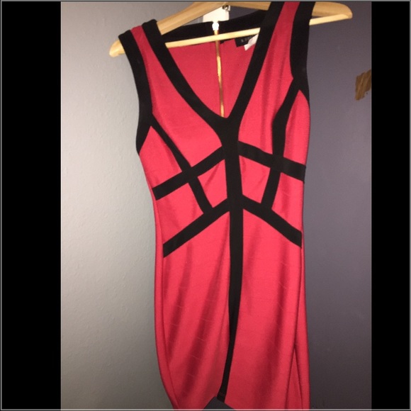 Red with black party dress - Picture 2 of 3