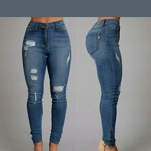 Ripped jeans pencil jeans