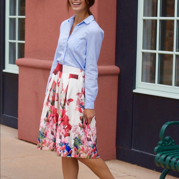 Tropical Pleated Skirt