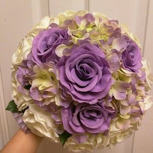 Purple ivory handmade wedding bouquet
