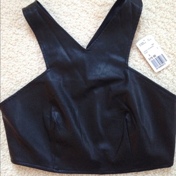 Forever 21 faux leather crop top