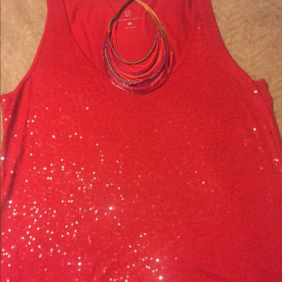 Bright Red Sequin Tank Top