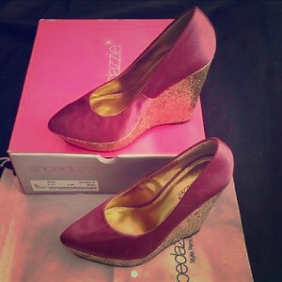 Magenta and Gold wedge from Shoedazzle