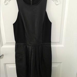 Black halter leather dress with pockets