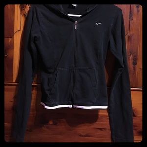 Black fitted Nike hooded zip up jacket