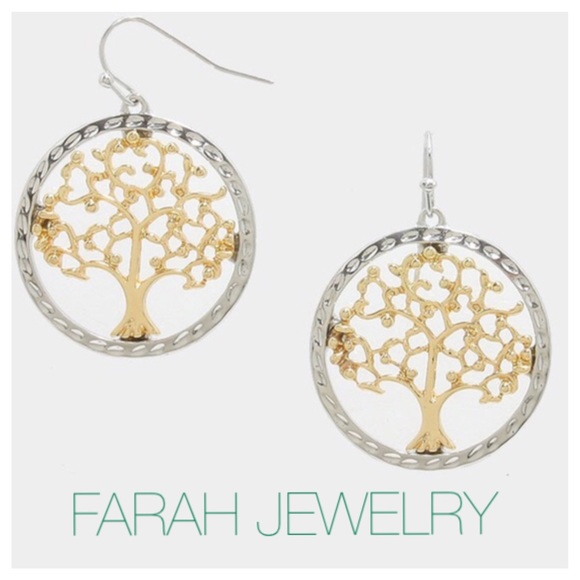 BEST SELLING Tree of Life two-tone earrings! - Picture 2 of 2