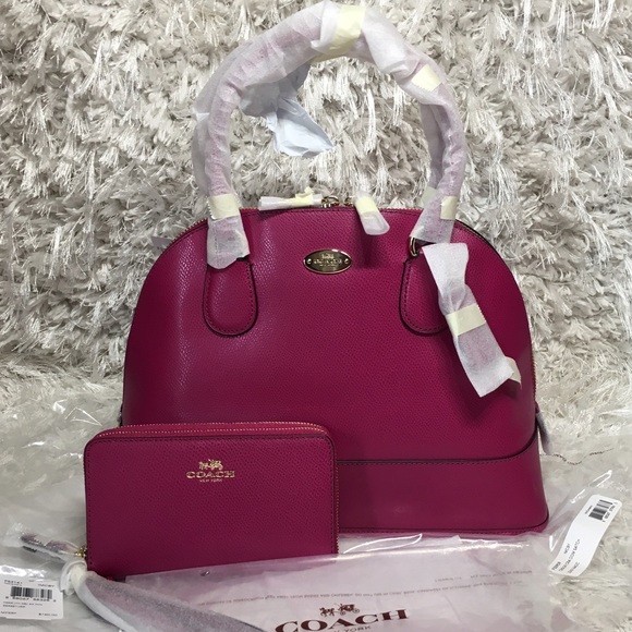 Coach Handbags - SET-Cora Dome Satchel & Double Zip Phone Cranberry