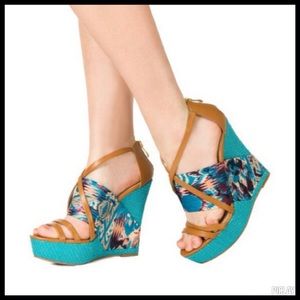 JustFab Turquoise Wedges