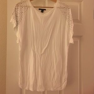 Forever 21 White studded sleeve cotton top