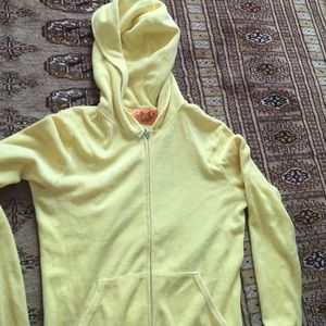 Juicy couture yellow terry zip hoodie size small