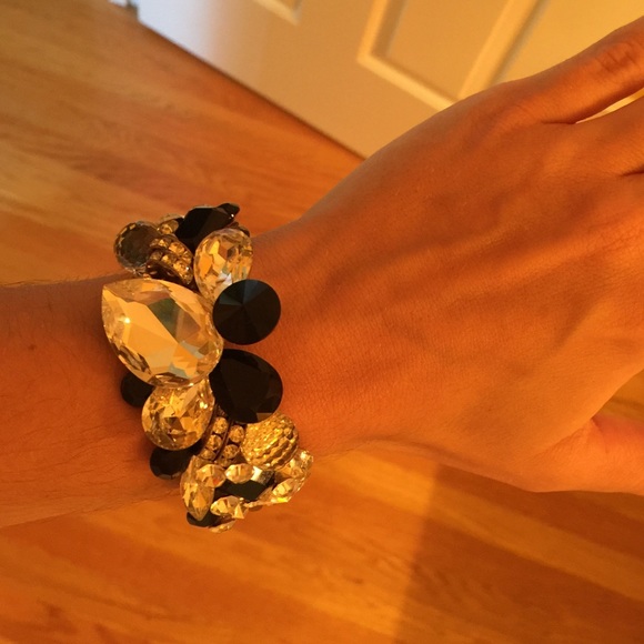 Black sand silver beaded cuff