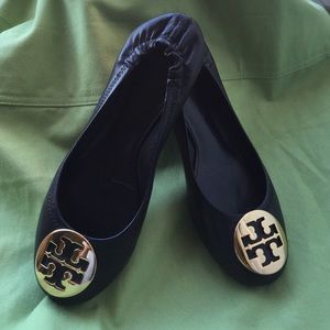 Tory Burch 💯 black Reva leather ballet flats