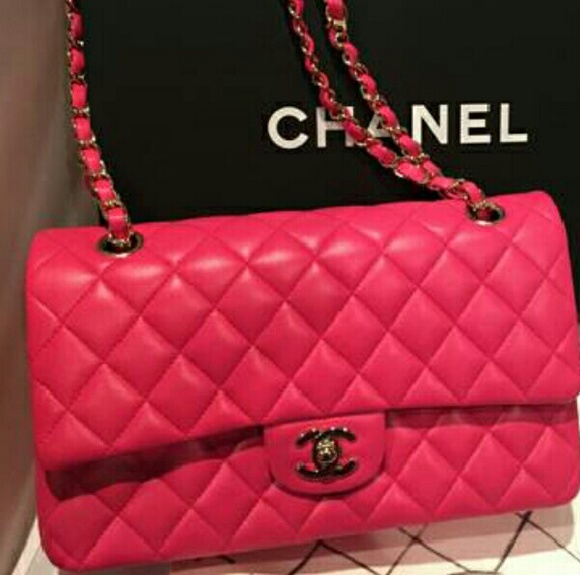 CHANEL Handbags - Authentic Fushia Chanel lambskin flap bag