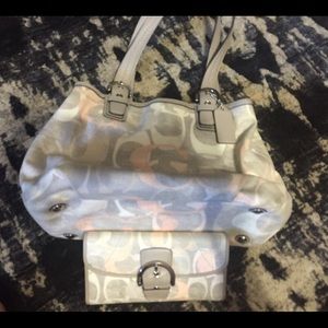 Coach Soho optic linen tote and matching wallet