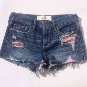 Hollister Distressed patch jean shorts