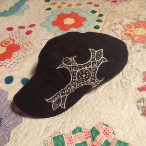 Black cross hat