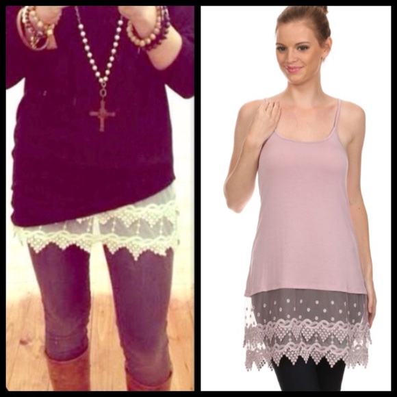 ❗️LAST ONES❗️ Lace Crochet Hem Lace Extender Tank - Picture 3 of 4