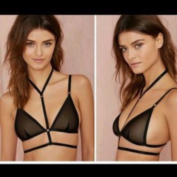 Nasty Gal Sheer Force Harness Bralette Sz Medium