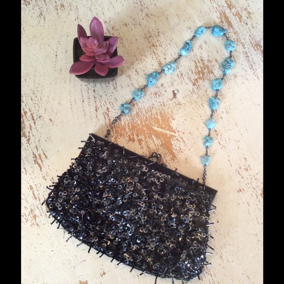 Turquoise handle evening bag