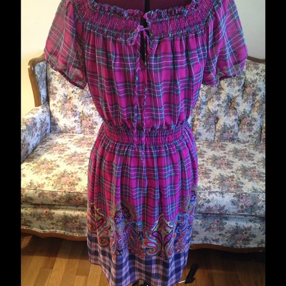 Hippy Plaid Paisley Bonaroo Dress Burning Man Flow - Picture 1 of 2