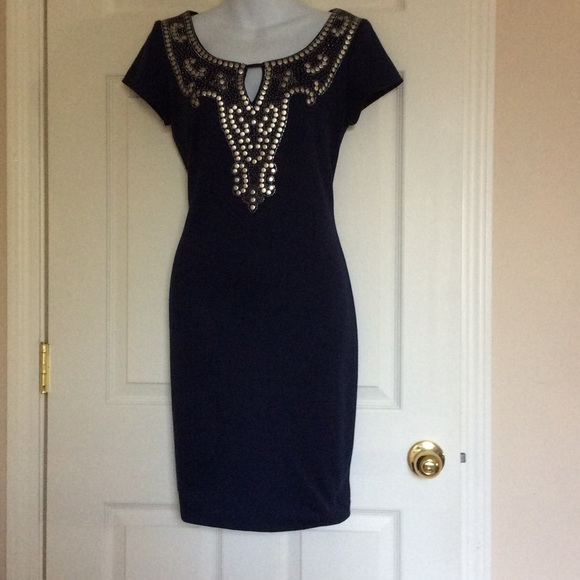 PRICE DROP Embellished navy shift dress - Picture 2 of 3
