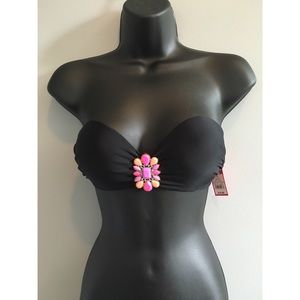 Black Flower Stud Bandeau