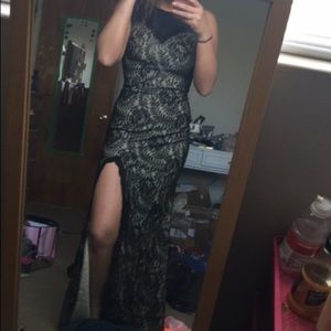 Black lace prom dress