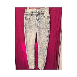 High rise acid wash skinny jeans
