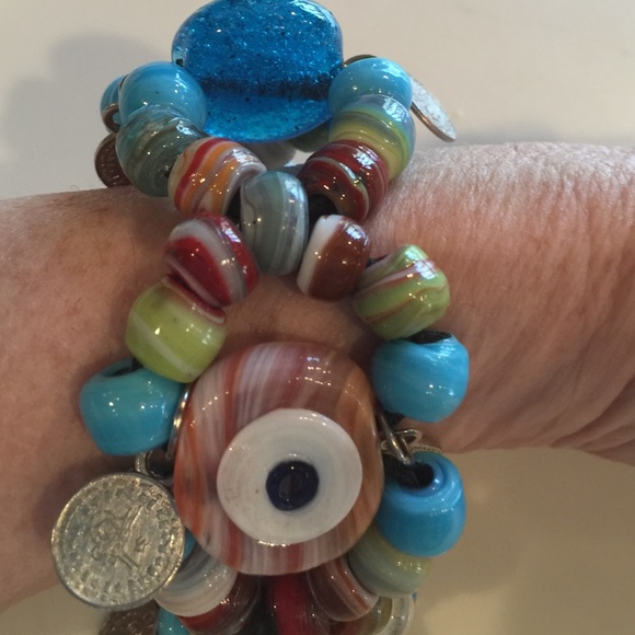Multi-colored  evil eye bracelet Handmade
