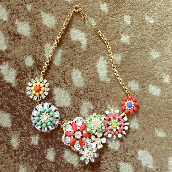 J. Crew Jewelry - J.Crew Multicolor Flower Lattice Necklace