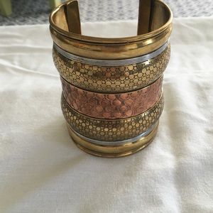 Brass, Copper, Silver cuff bracelet