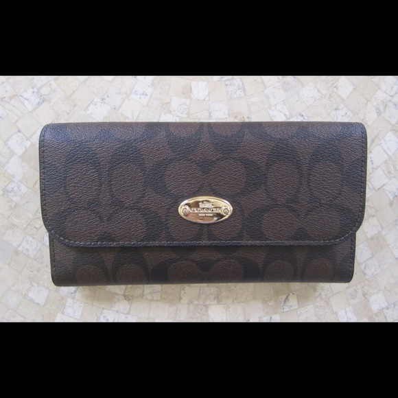 Coach Signature PVC Checkbook Wallet NWT F52681